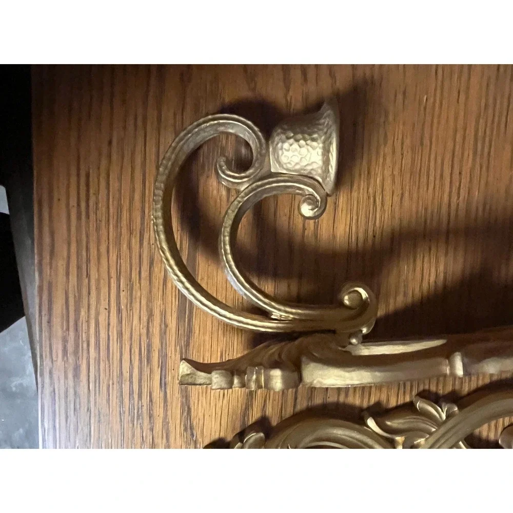 Vintage Homco Wall Sconces Pair Gold Shell Candle Holders Hollywood Regency